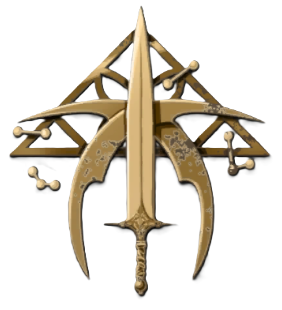 Sharp Cross, a golden sword with two curved lines next to it in Enotria