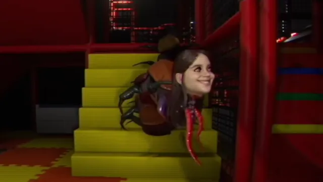 A shot of the Necropede on a staircase, searching for her victim with her nose in The Playrooms