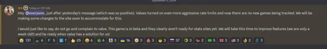 Ws message in Deadlock discord