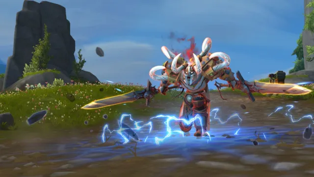 Warrior with electric power in World of Warcraft.