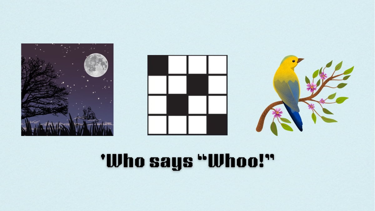 Picture showing the who says Whoo clue cover in NYT Mini Crossword.