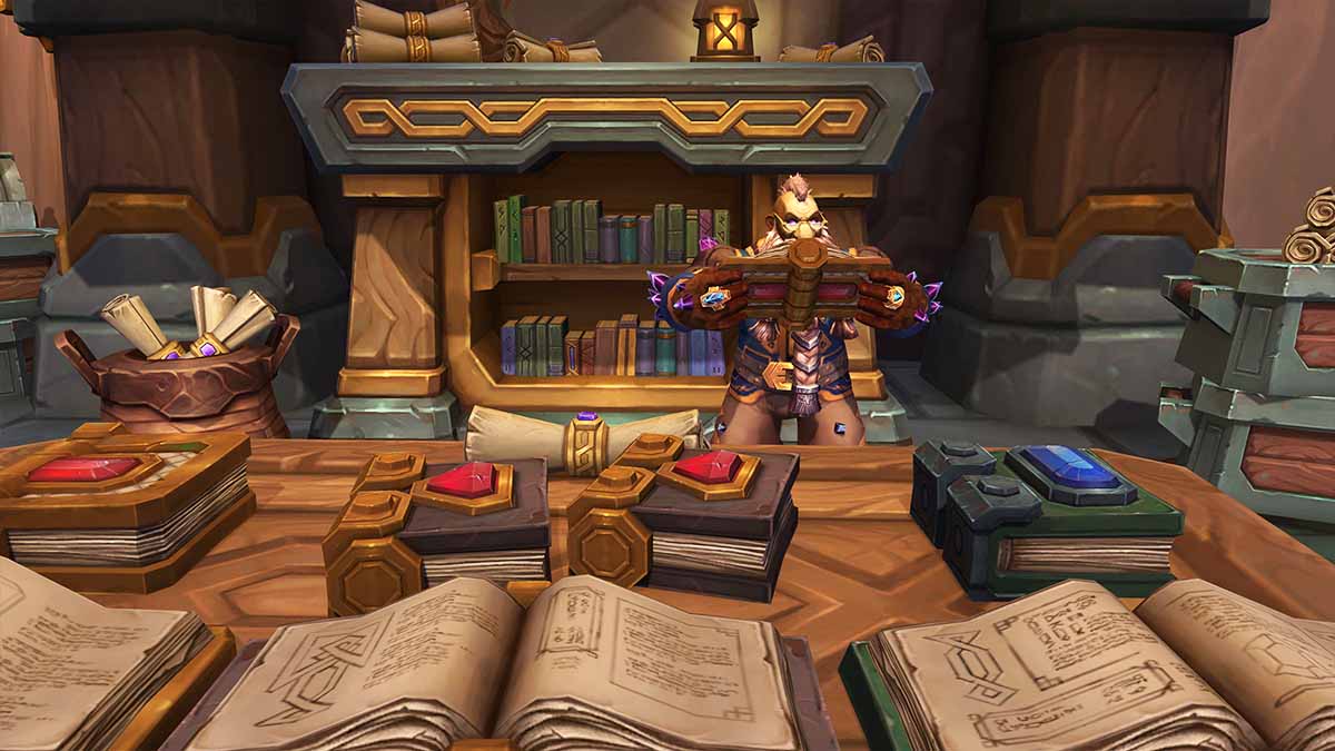 WoW Earthen dwarf reading books in The War Within