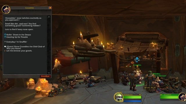 A player speaking with Gnawbles to accept the gearing up for trouble quest in wow the war within