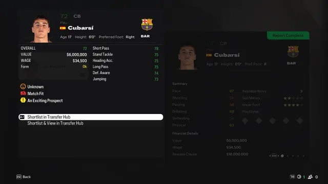 Pau Cubarsi stats in EA FC 25