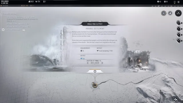 Food settlement location on the map in Frostpunk 2