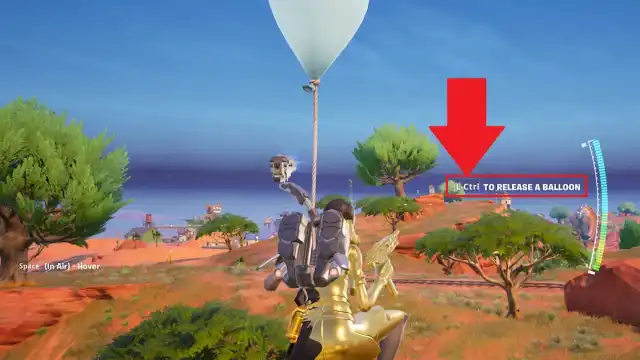 The release a balloon option marked in Fortnite.