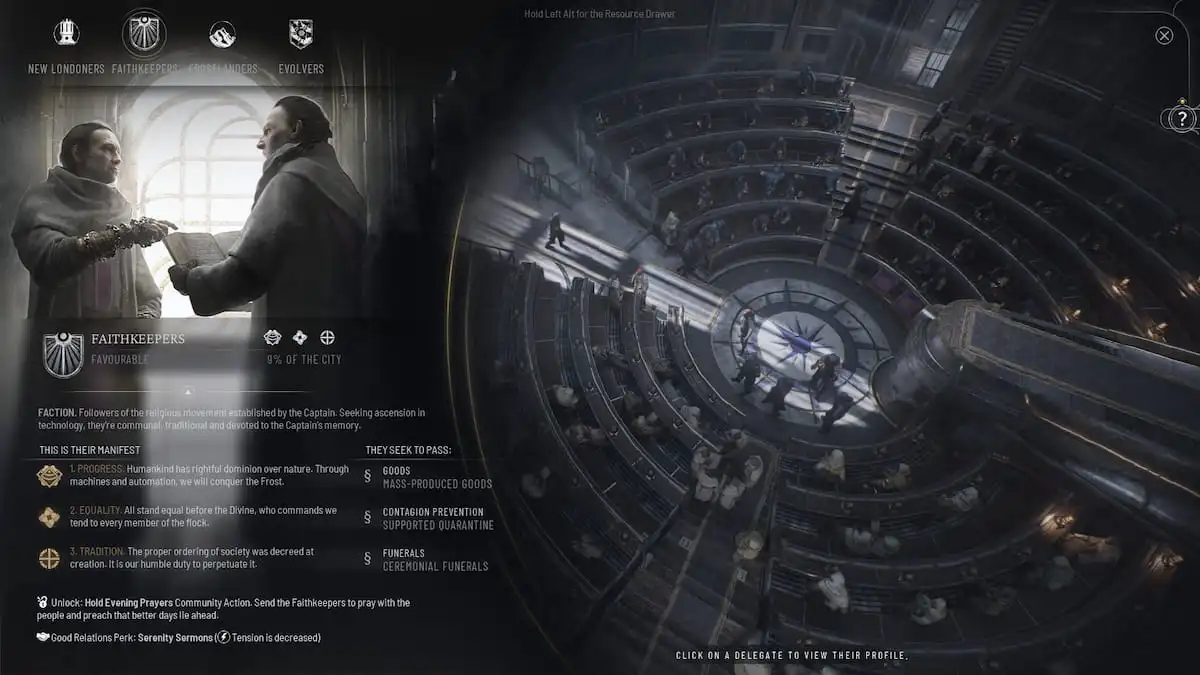 Todas las facciones y comunidades en Frostpunk 2, explicadas