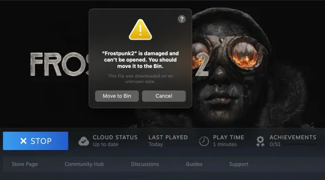 Frostpunk 2 image showing the Frostpunk 2 is a corrupted error.