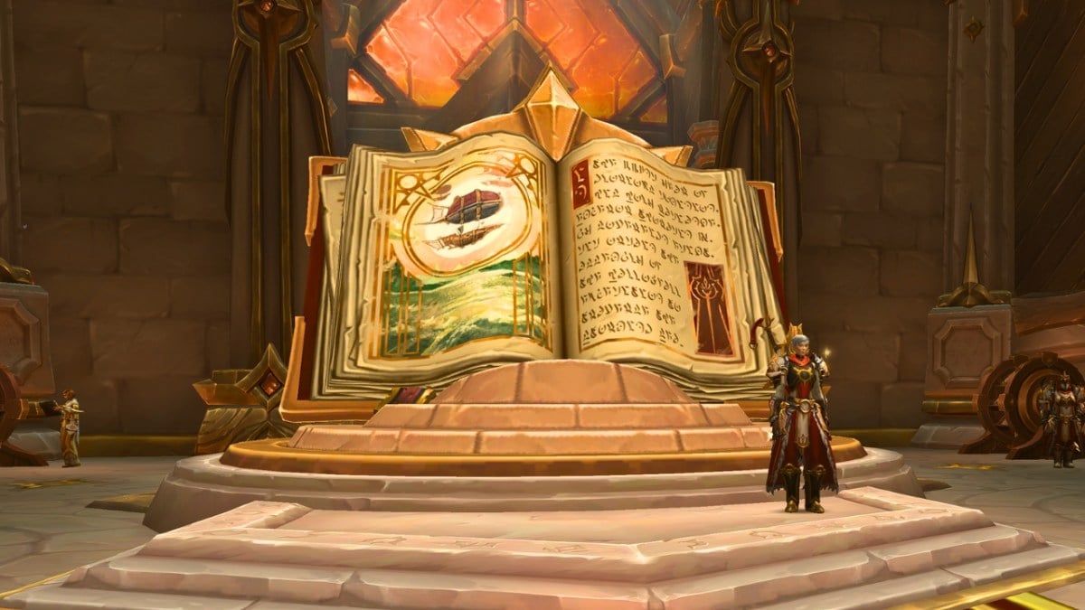 General Steelstrike standing next to a book in Hallowfall in WoW The War Within