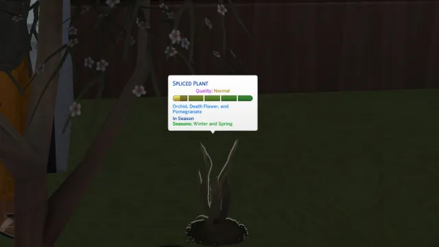 A spliced Death Flower growing in The Sims 4.