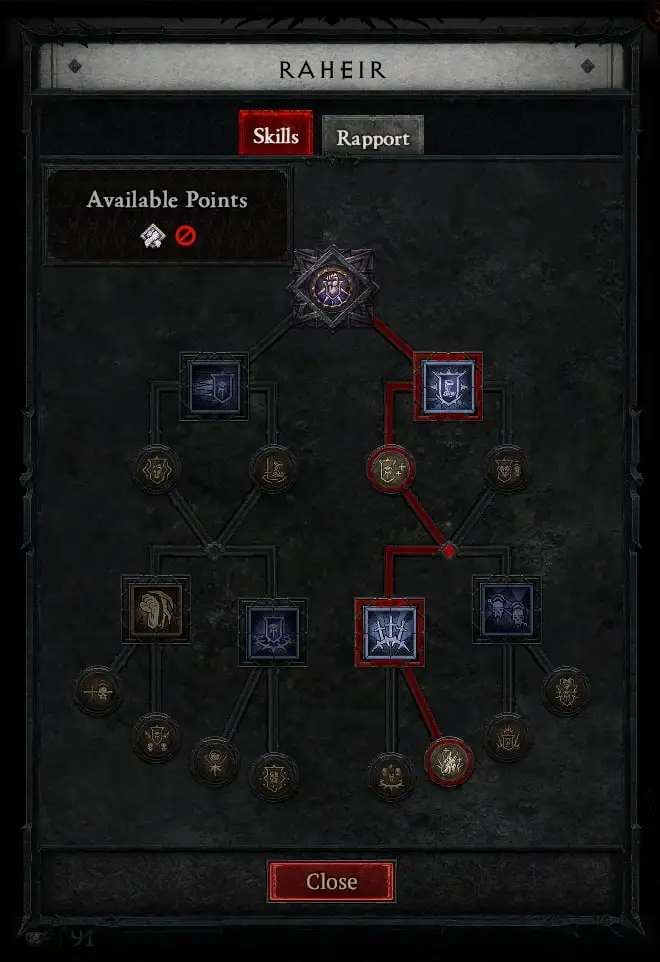 Raheir's skill tree in Diablo 4.