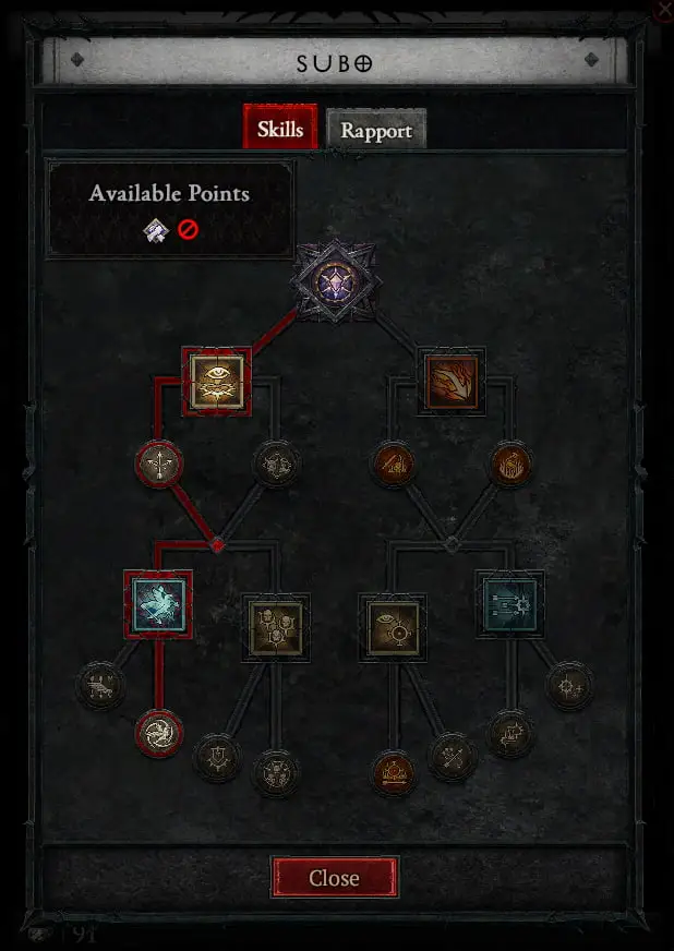 Subo Mercenary skill tree in Diablo 4