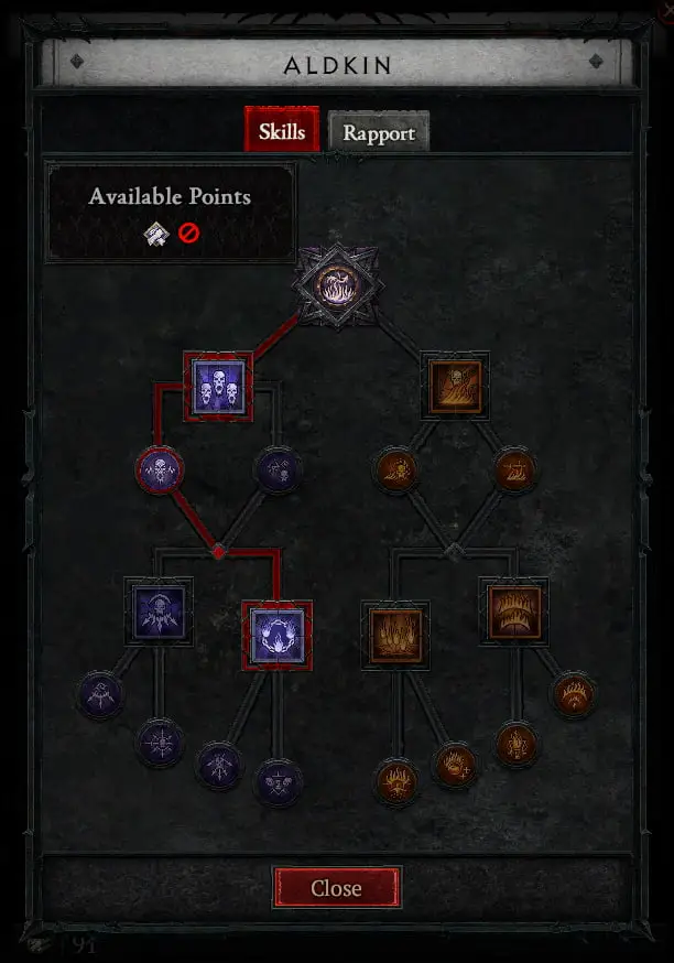 Aldkin Mercenary skill tree in Diablo 4