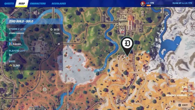 An Iron Man icon marked on the map in Fortnite.