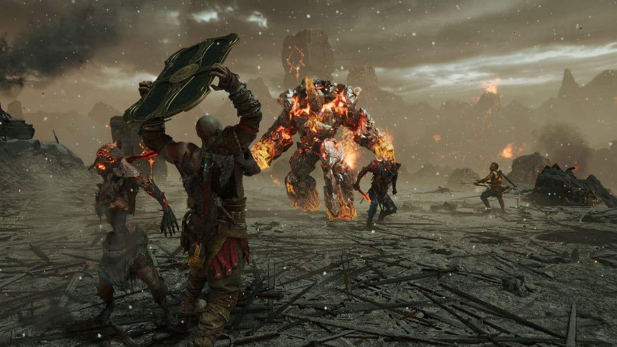 Kratos fighting in Musphelheim.