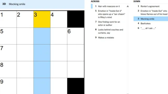 mocking smile clue for sept 12 in nyt mini crossword