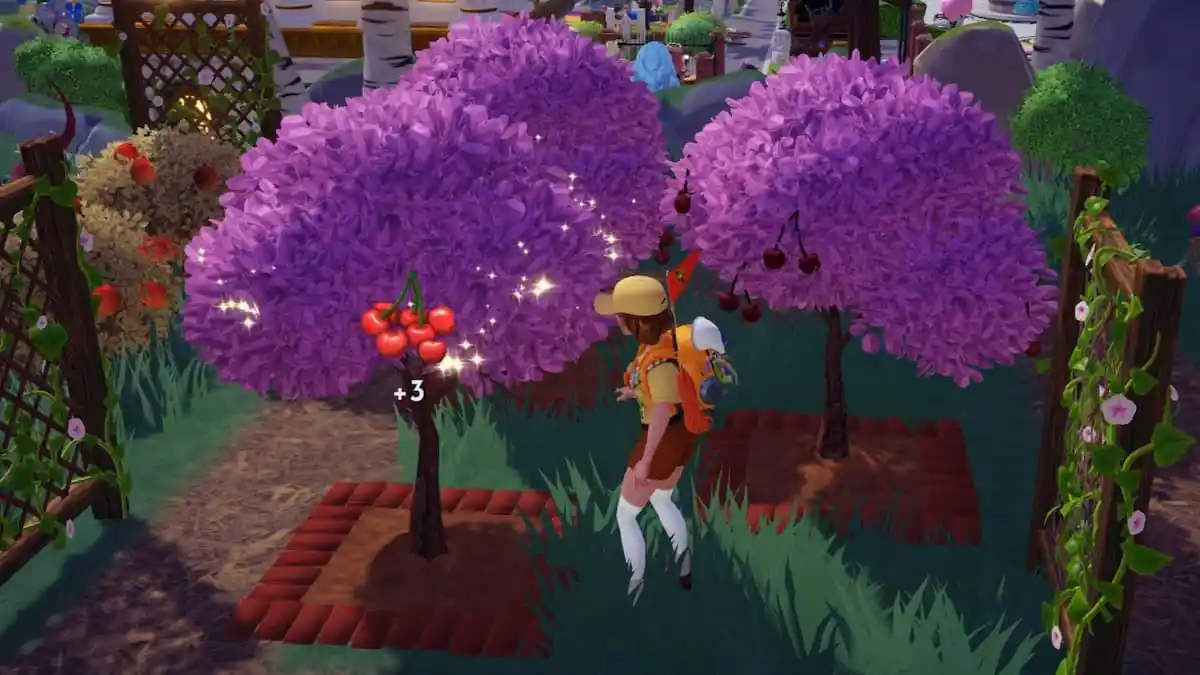 How to harvest fruit from pink trees in Disney Dreamlight Valley