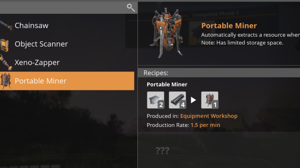 How to get the Portable Miner in Satisfactory