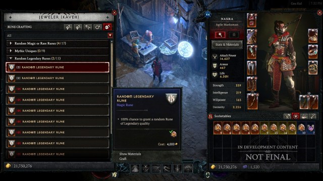 A character on the runeword crafting pages in diablo 4