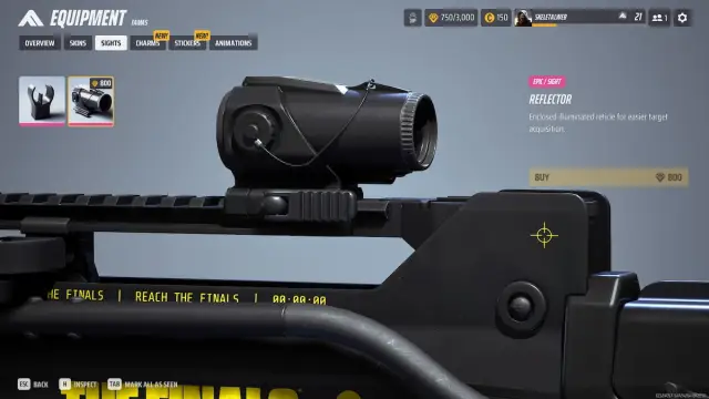 Reflector sight in FAMAS in THE FINALS