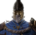 The Zealot's Mask from Enotria: The Last Song showing a man with a blue tunic, armor paldrons and a metal hat