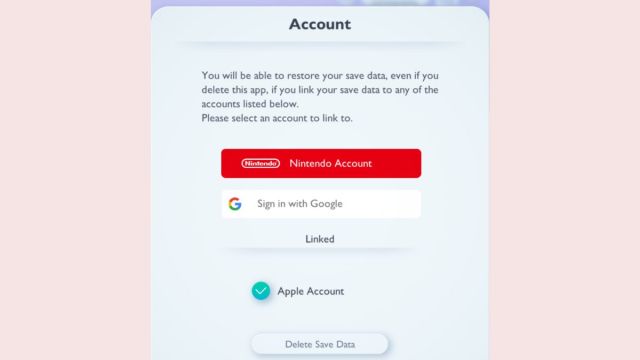 Account data screen in Pokémon TCG Pocket.