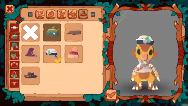 The character customization screen in Amber Isle.