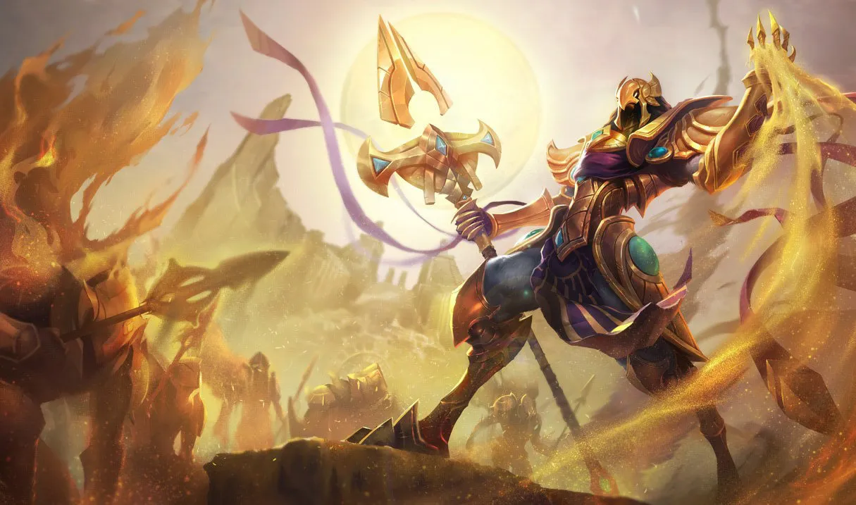 Which LoL champion says ‘Your legacy shall drift away; blown into eternity, like the sands of the desert’?