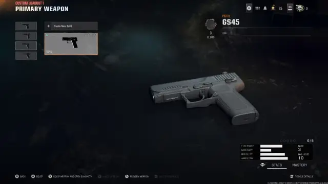 An overview of the GS45 pistol in Black Ops 6.