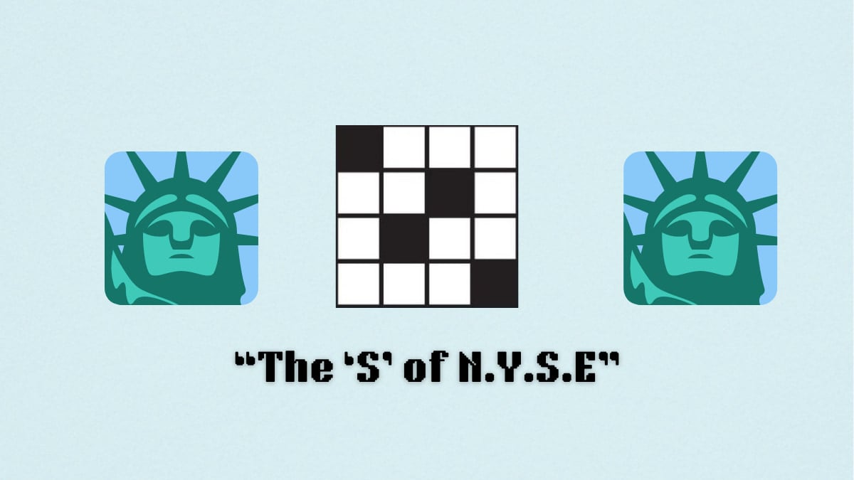 A blank crossword between two emojis showing the Statue of Liberty.