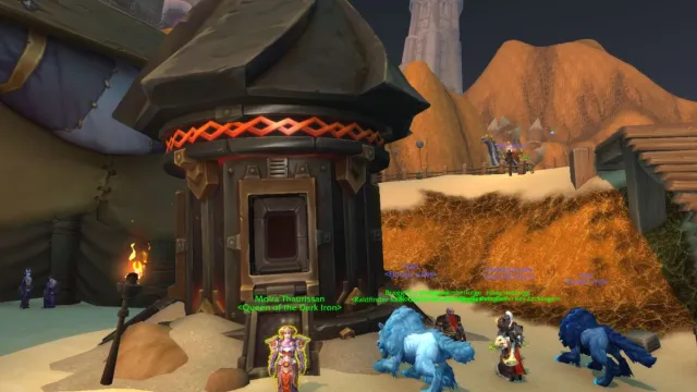 Dark Iron Mole Machine and NPC in Tanaris during World of Warcraft's 20th Anniversary event.