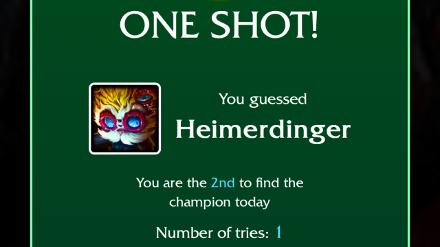 An image of Heimerdinger with the one-shot message for the LoLdle quote challenge