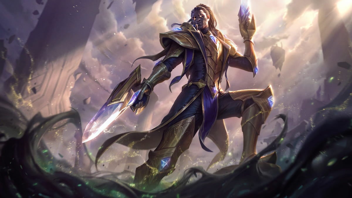 Picture showing of the Victorious Lucian skin in League of Legends.