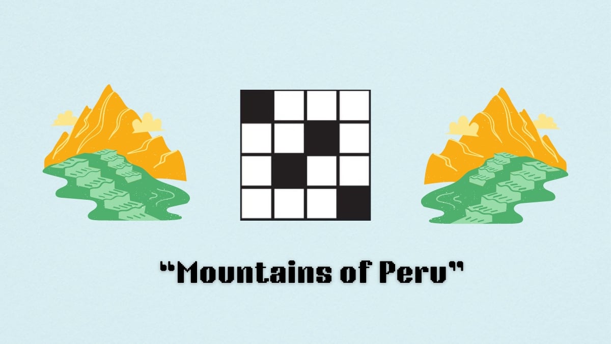 Two mountains above the clue, Mountains of Peru, from the NYT Mini Crossword puzzle