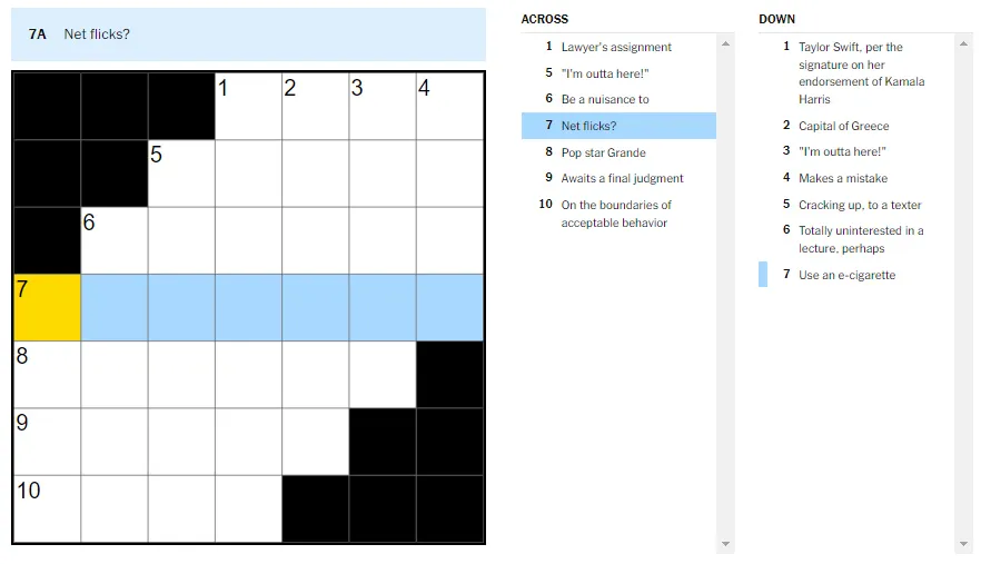 ‘Net flicks?’ NYT Mini Crossword puzzle clue answer and hints