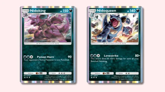 Nidoqueen and Nidoking from Pokémon TCG Pocket.