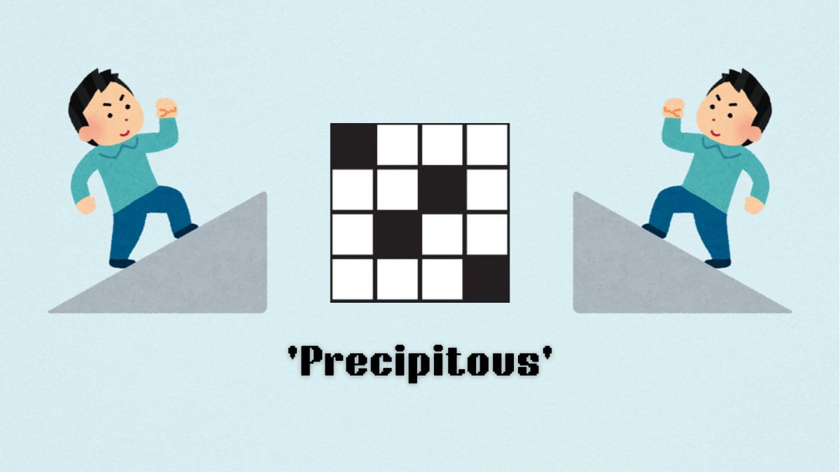 Picture showing the Precipitous clue cover in NYT Mini Crossword.