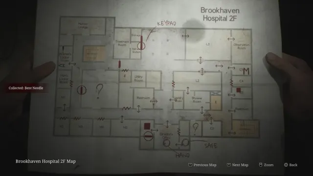 The Brookhaven Hospital 2F map with player icon located in the Women's Locker Room