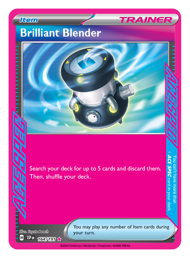 Brilliant Blender ACE SPEC Pokémon card.