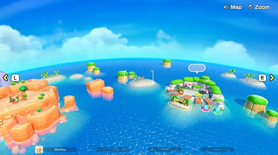 pauline on an island hidden beside minigame bay to the left in super mario party jamboree