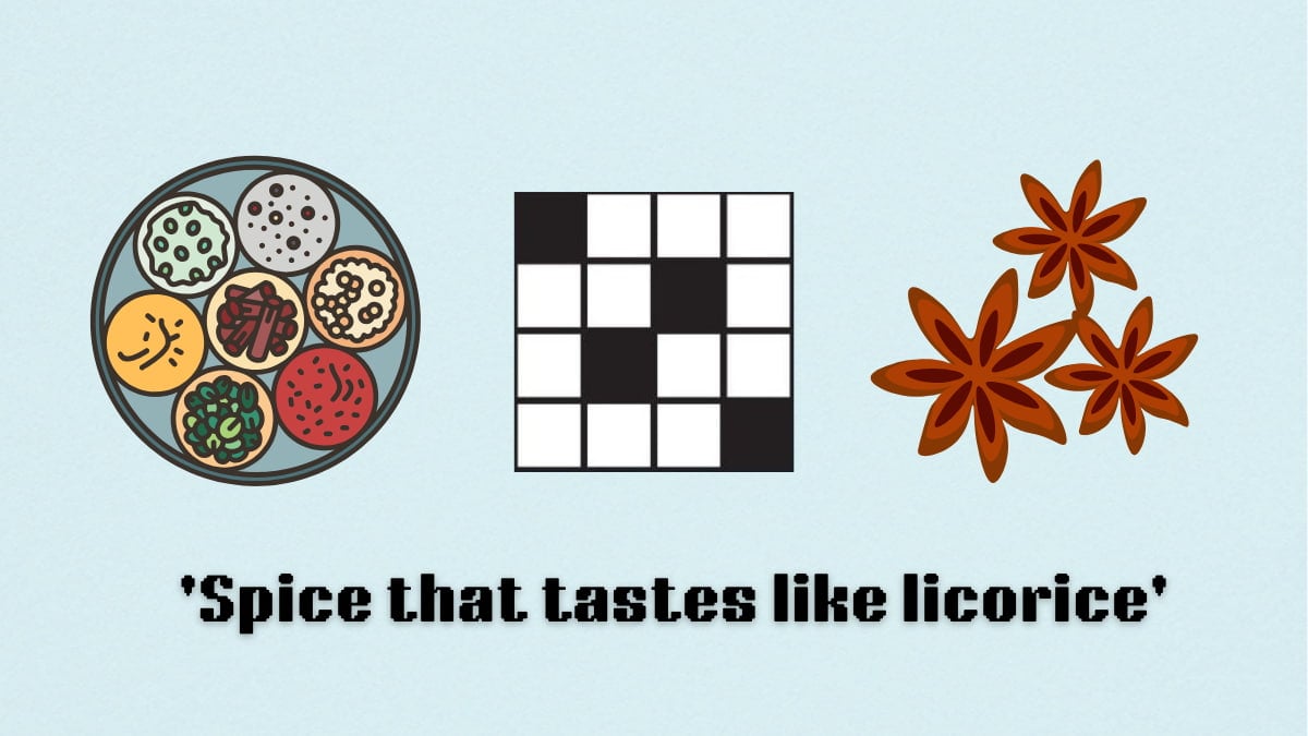 Picture showing the spice that tastes like licorice clue cover in NYT Mini Crossword.