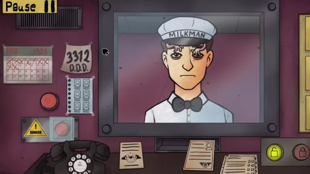 Looking through the glass in That's Not my Neighbor at an obvious Milkman doppelganger