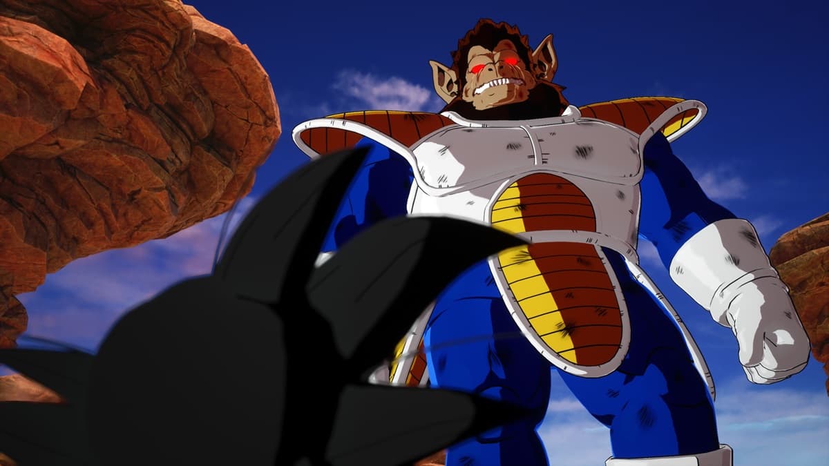 Great Ape Vegeta staring down Goku in Dragon Ball Sparking! ZERO