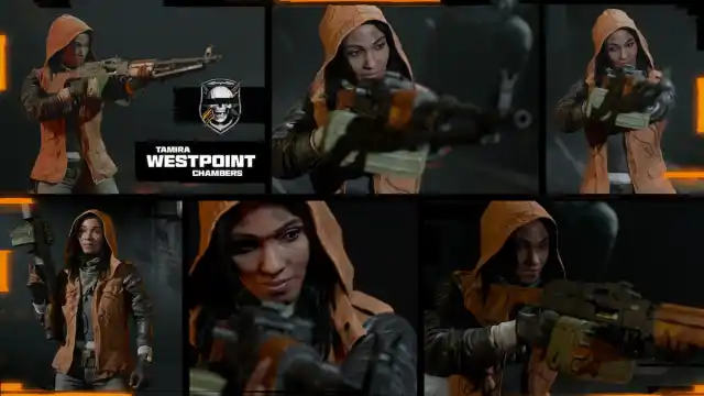 Westpoint presentation with her guns in Black Ops 6.