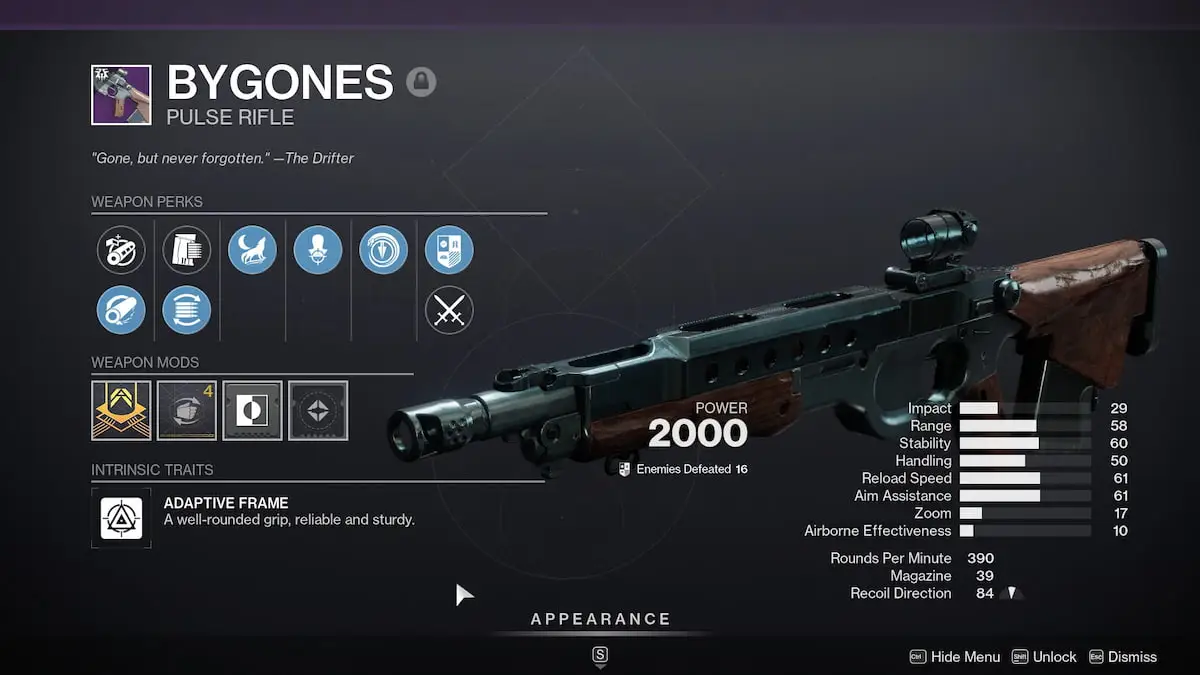 Bygones god rolls and best perks in Destiny 2