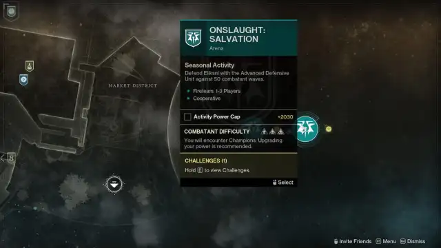 Last City map with Onslaught node in Destiny 2