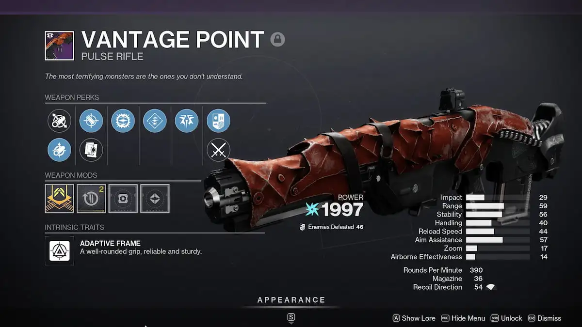 Vantage Point god rolls and best perks in Destiny 2