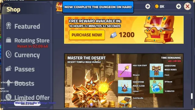 Dungeon Quest Daily Rewards menu.