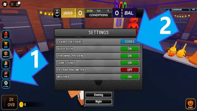 Football Legends settings menu.