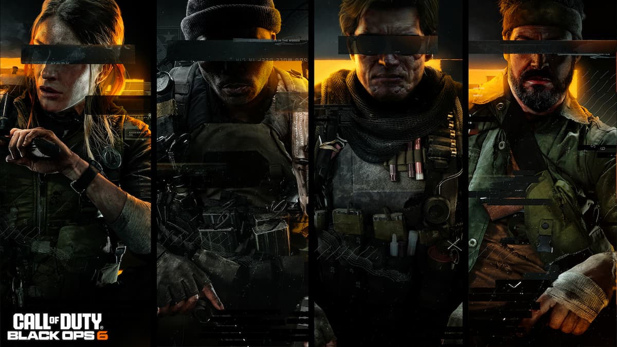 Several Black Ops 6 operators with black bars censoring their eyes and appearance.